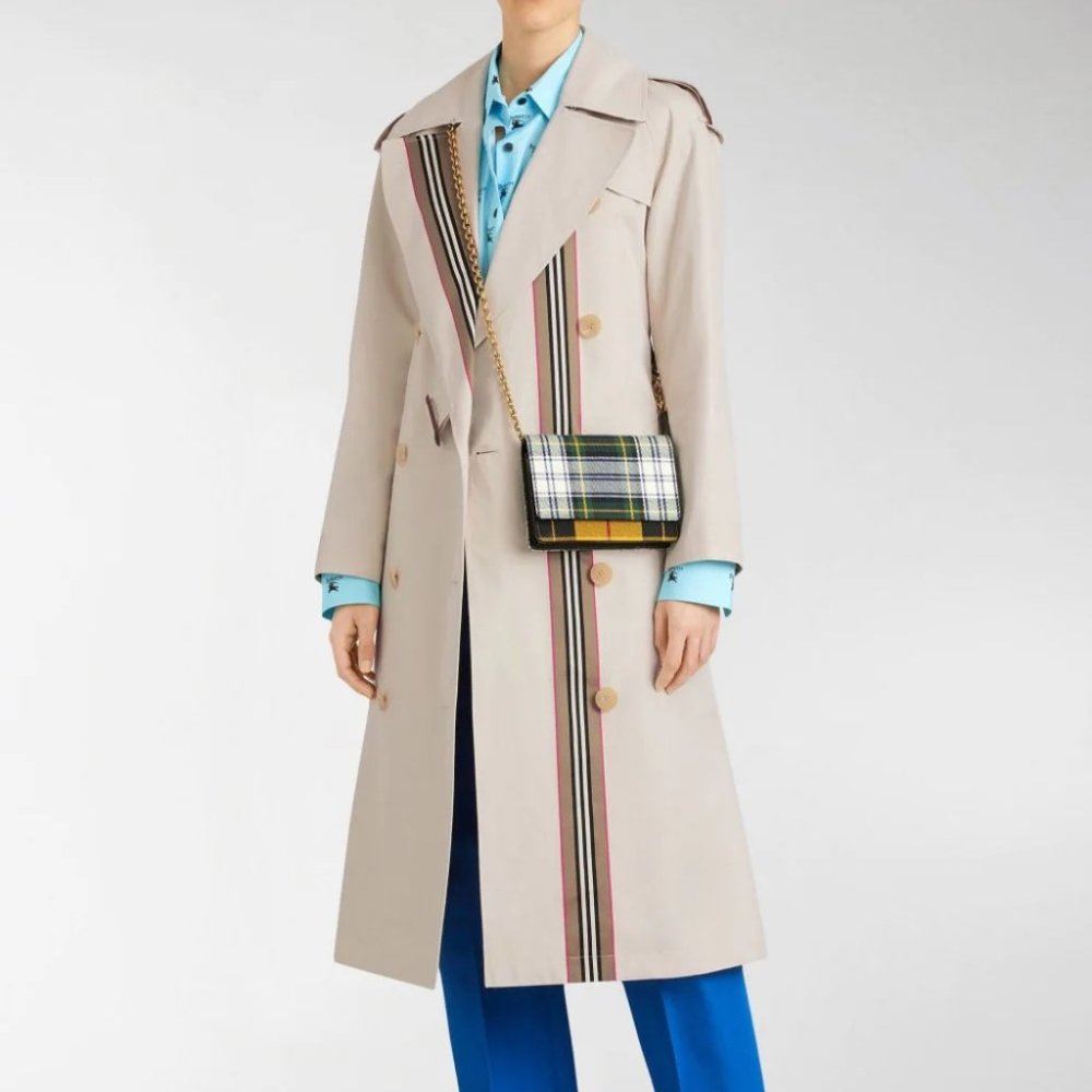 NWT Burberry Heritage Stripe Cotton Gabardine Long Trench Coat